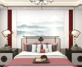 世紀豪門吊頂圖片 中國紅+新中式臥室裝修效果圖