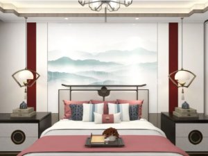 世纪豪门吊顶图片 中国红+新中式卧室装修效果图